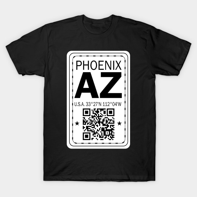 New Vintage Travel Location Qr Phoenix AZ T-Shirt by SimonSay